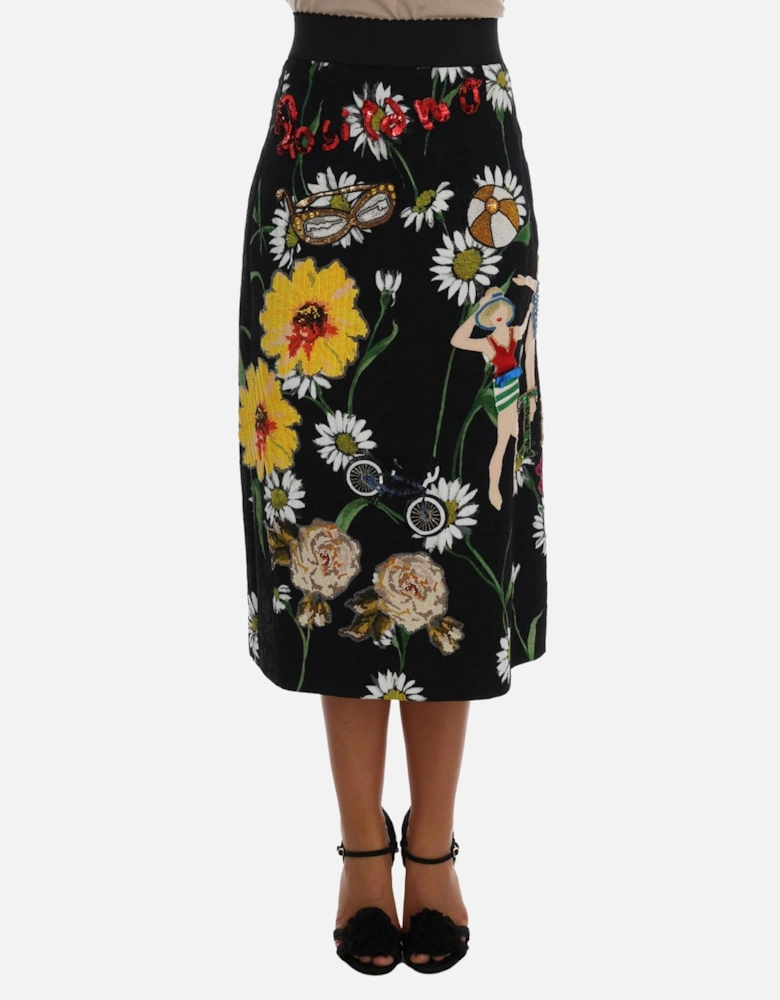 FloralPrint SilkBlend Skirt Midlength Women - Multicolor