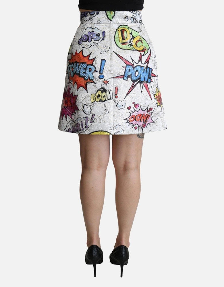 Comic Print Mini Skirt Aline Women - White