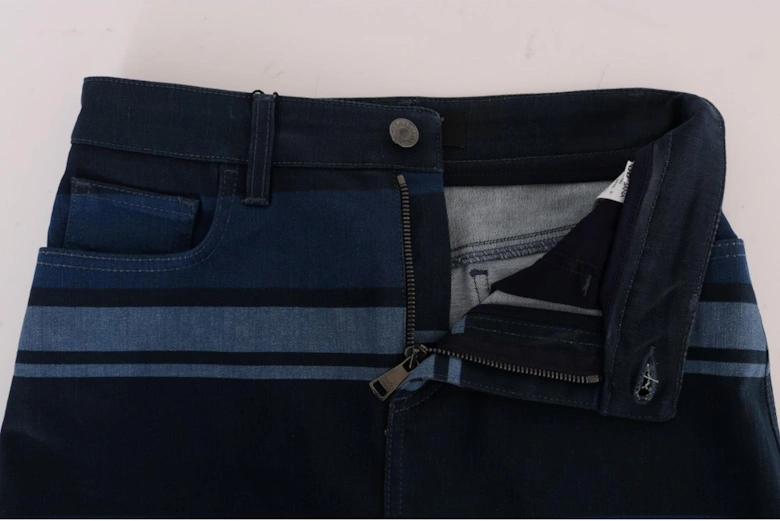 Denim Mini Skirt with Zipper Button Closure Women - Blue