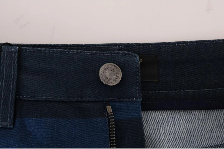 Denim Mini Skirt with Zipper Button Closure Women - Blue