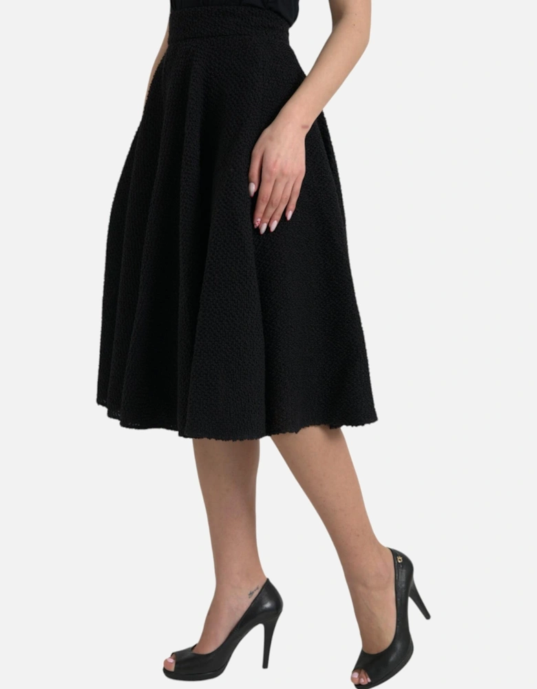 High Waist Knee Length Skirt with Back Zipper Closure Women - Black