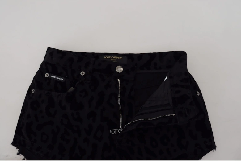 Velvet Leopard Print Shorts Women - Black