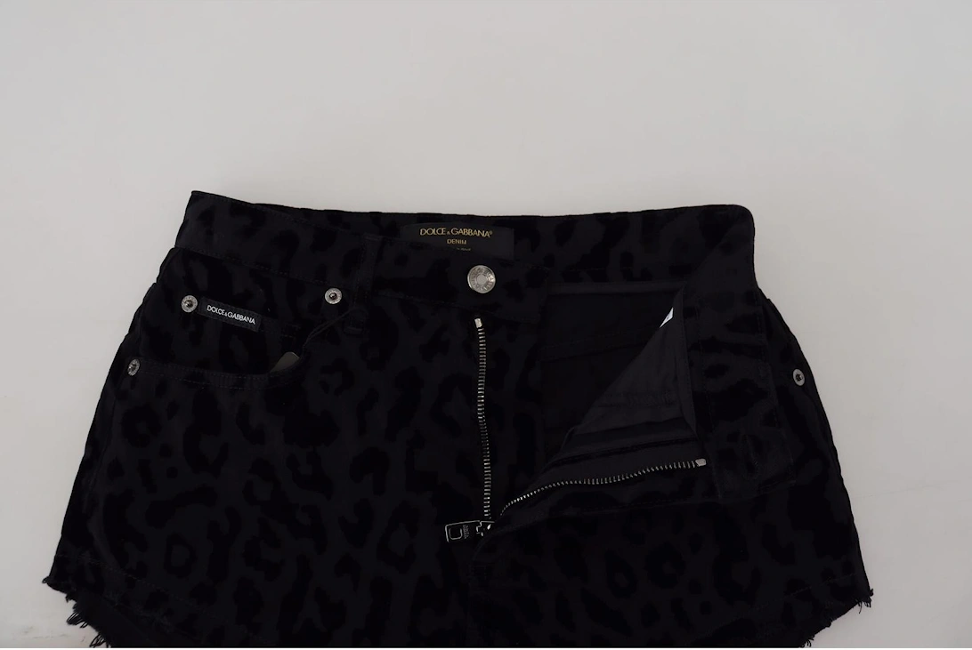 Velvet Leopard Print Shorts Women - Black