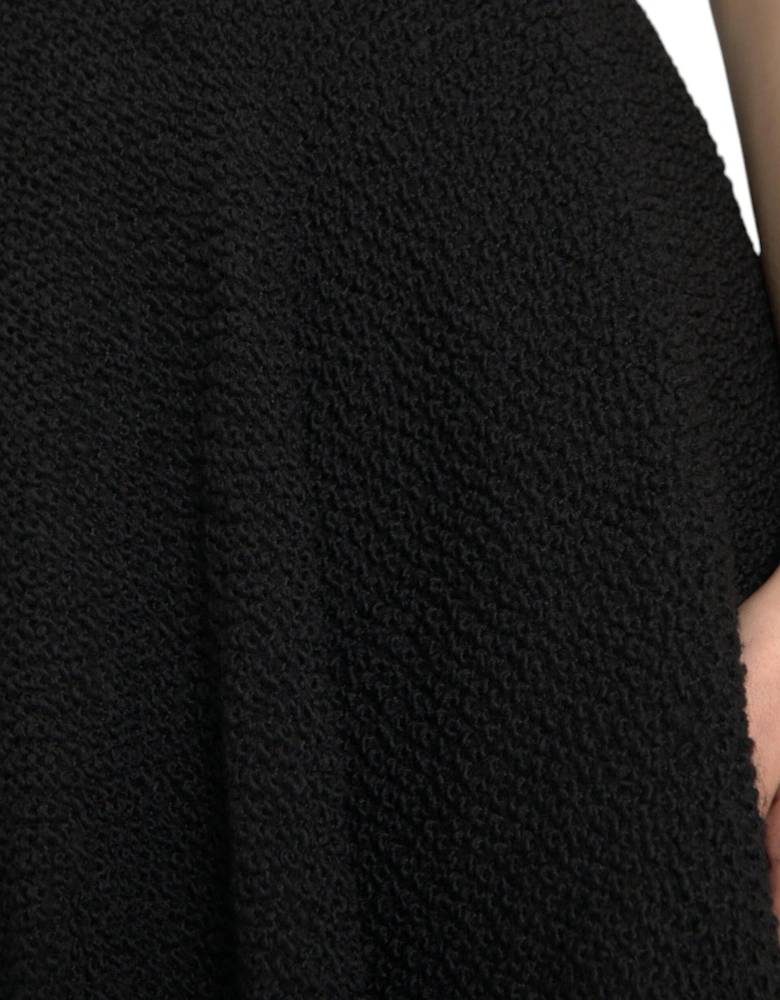 High Waist Knee Length Skirt with Back Zipper Closure Women - Black
