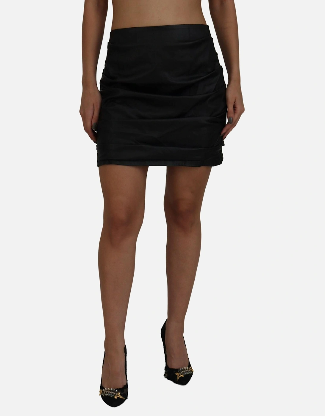 Pleated Mini SkirtFaux Leather Women - Black, 6 of 5