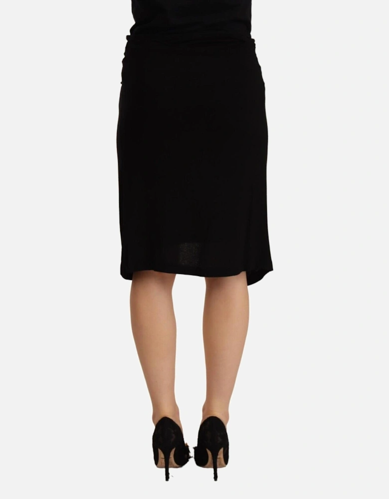 Knotted Midi Skirt Asymmetrical Hem Women - Black