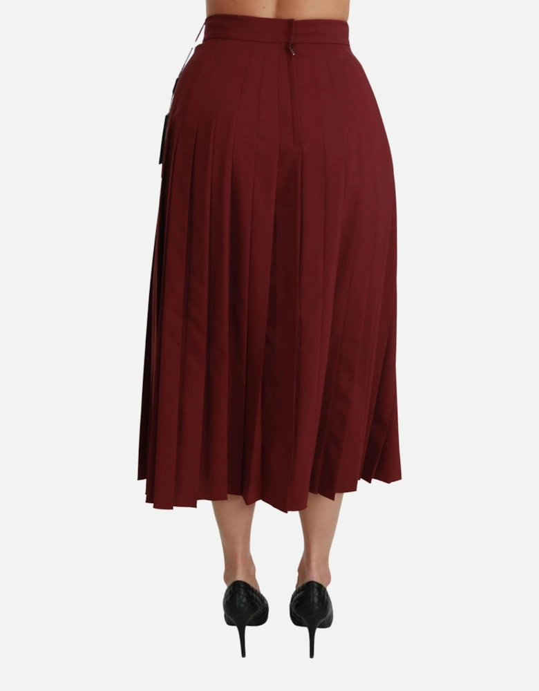 Pleated Midi Skirt Rose Detail Women - Red