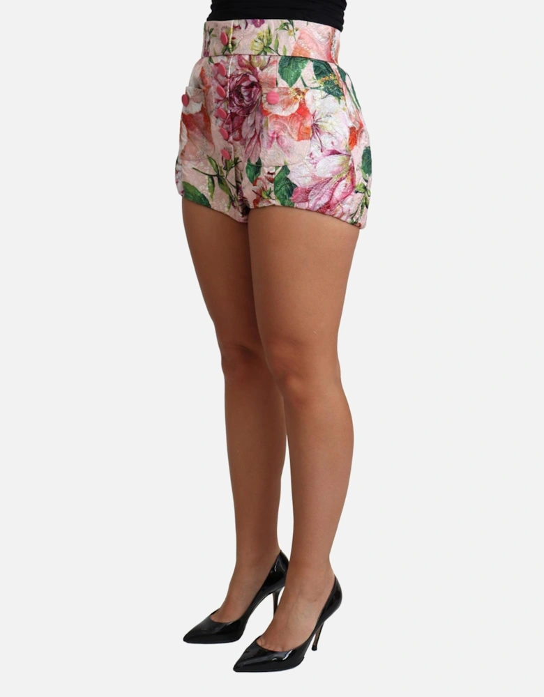 Floral Brocade Shorts Women - Pink Skirts