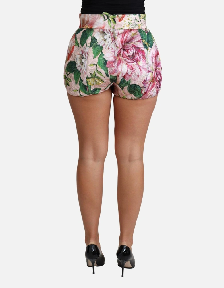 Floral Brocade Shorts Women - Pink Skirts