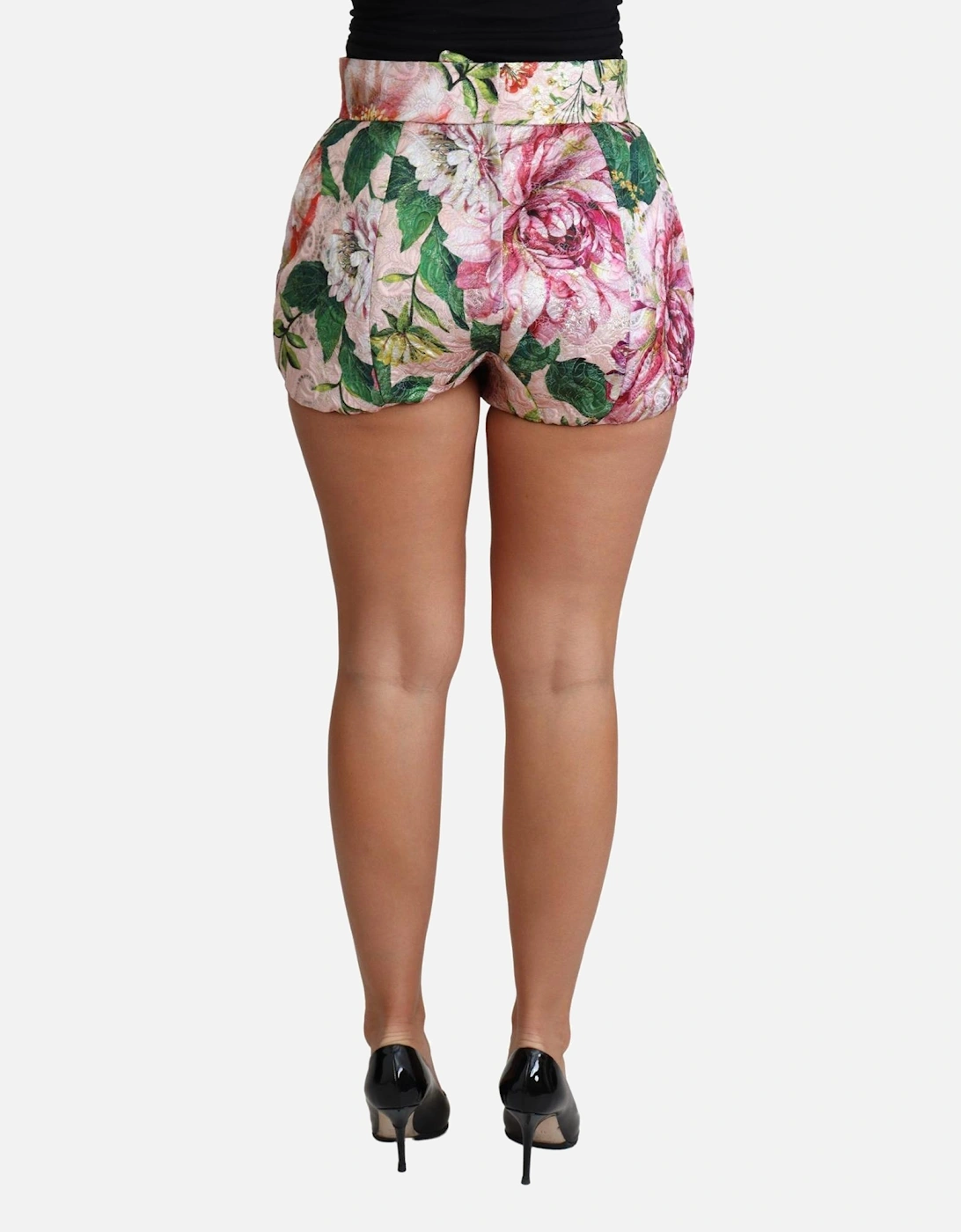 Floral Brocade Shorts Women - Pink Skirts