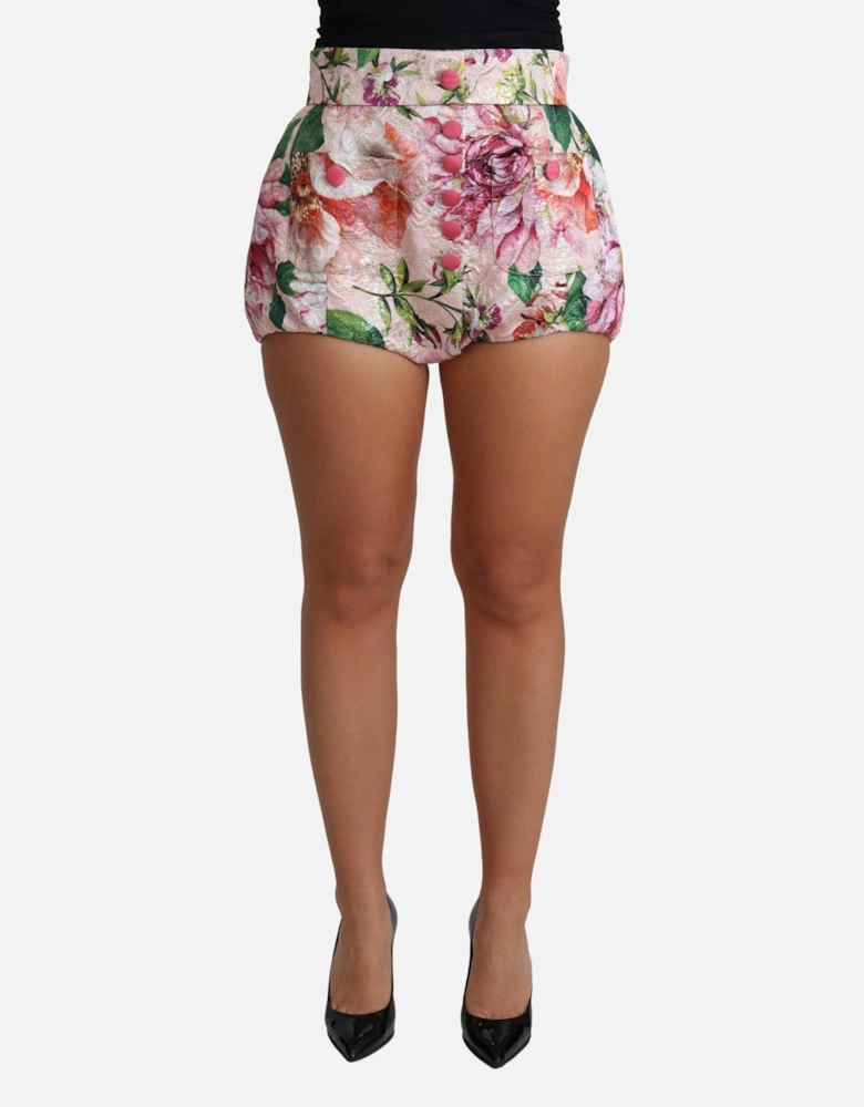 Floral Brocade Shorts Women - Pink Skirts