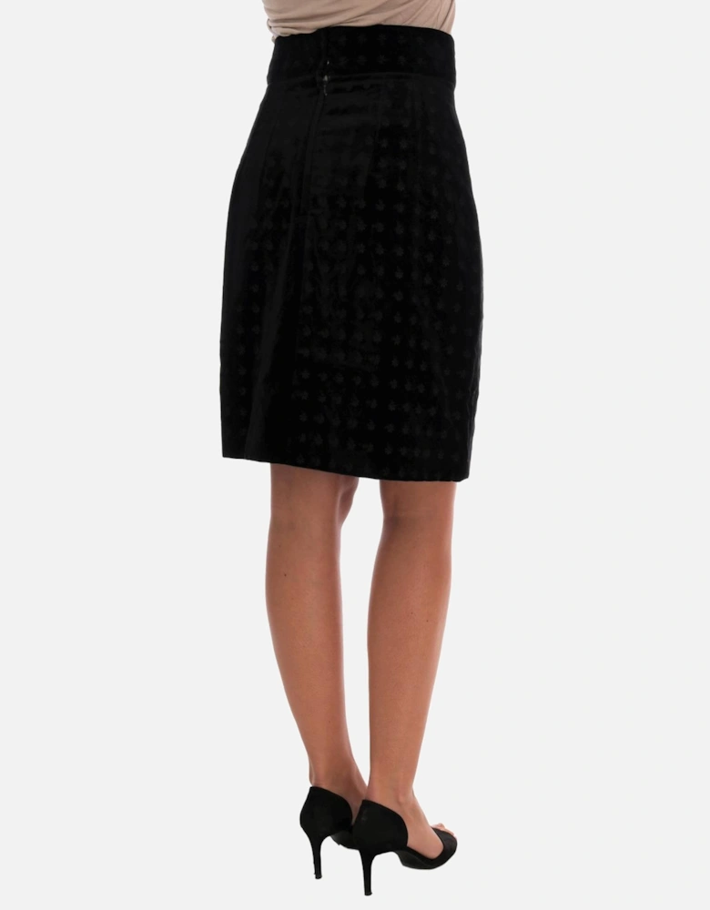 Velvet Mini Skirt Floral Embroidered Women - Green
