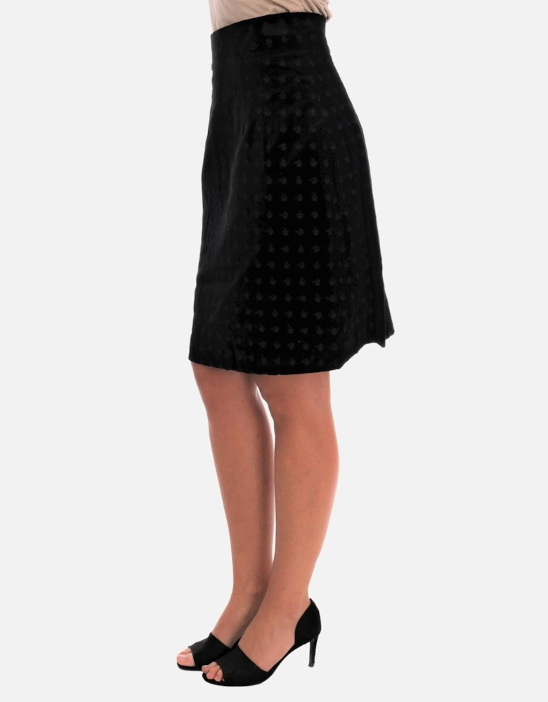 Velvet Mini Skirt Floral Embroidered Women - Green
