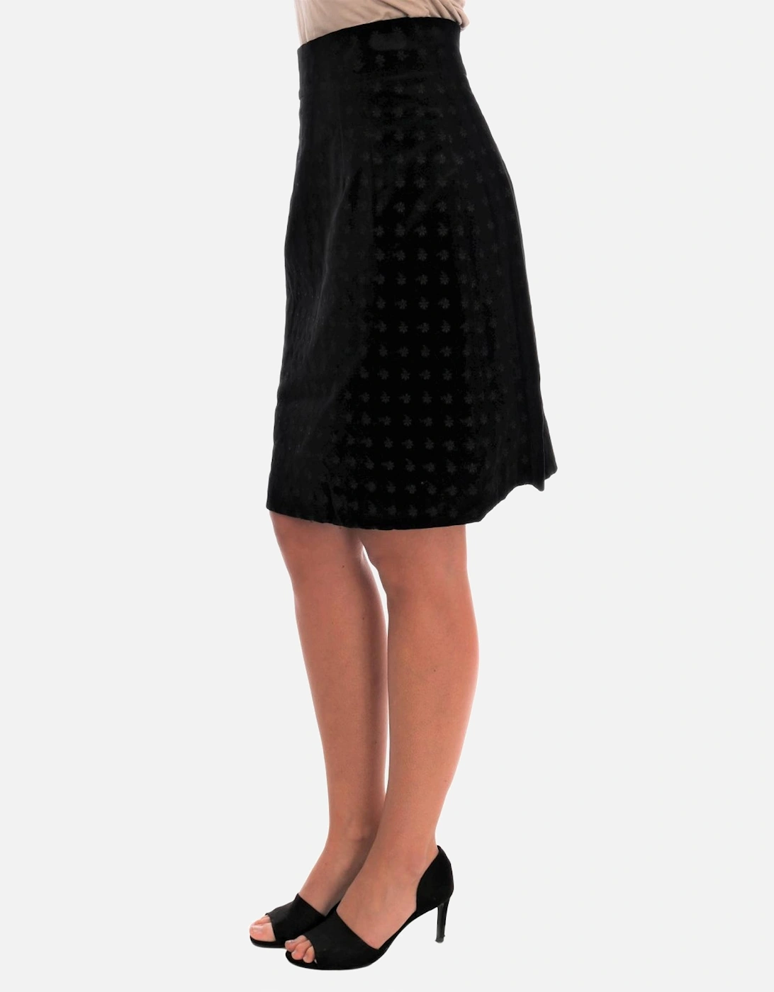 Velvet Mini Skirt Floral Embroidered Women - Green