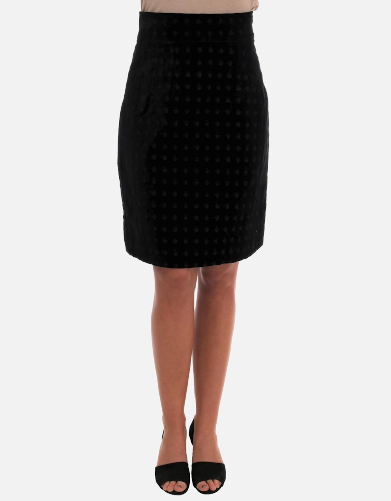 Velvet Mini Skirt Floral Embroidered Women - Green