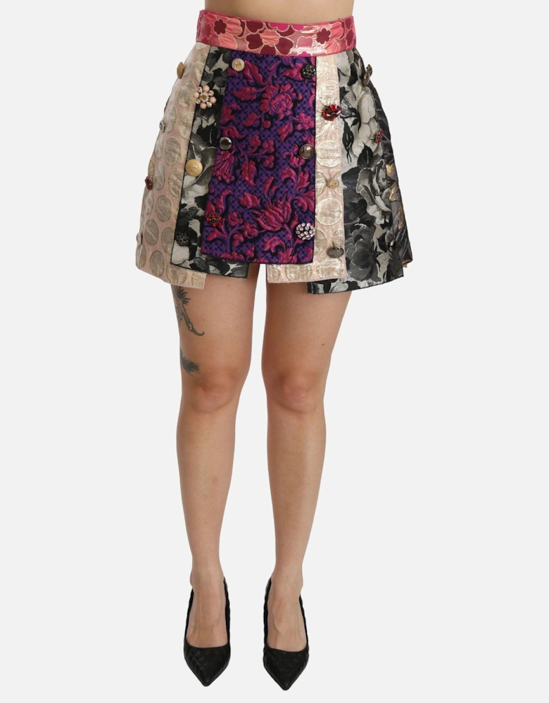 Brocade Mini Skirt with Embellishments Women - Multicolor