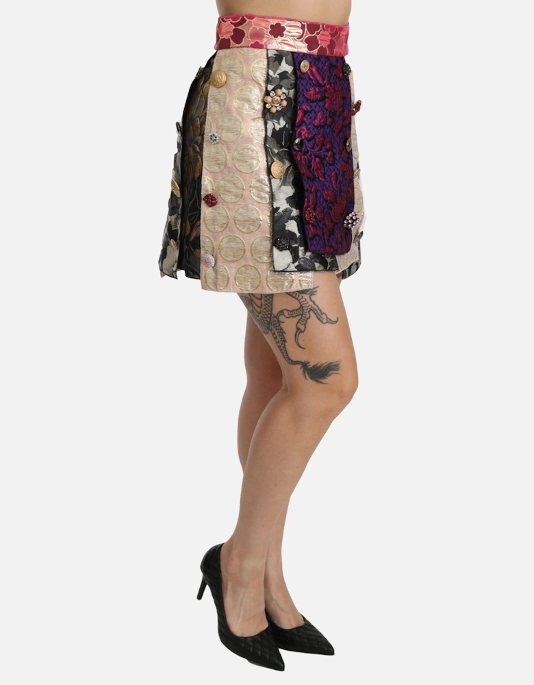 Brocade Mini Skirt with Embellishments Women - Multicolor