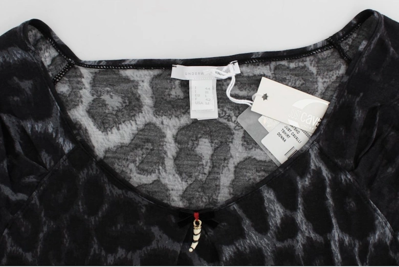 Leopard Print Top Short Sleeve VNeck Women - Gray T-Shirts