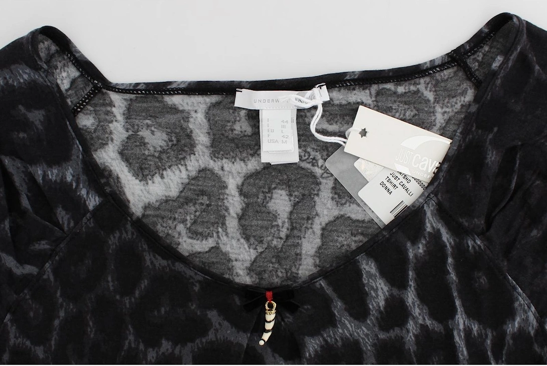 Leopard Print Top Short Sleeve VNeck Women - Gray T-Shirts