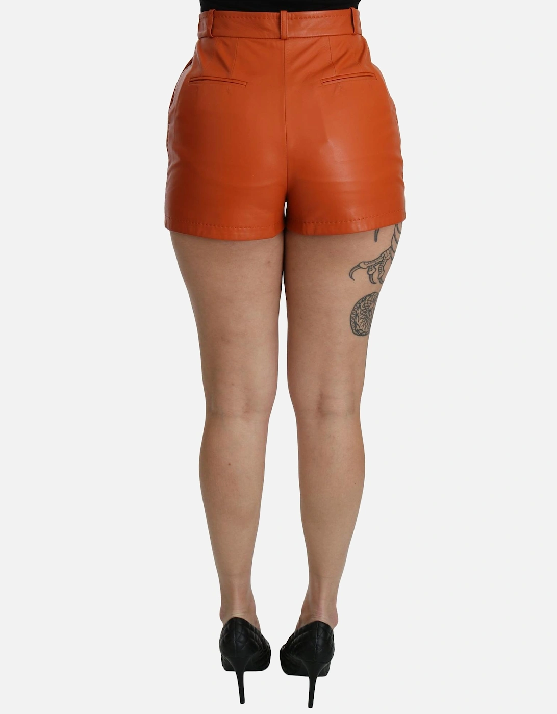Leather Shorts Casual Style Women - Orange