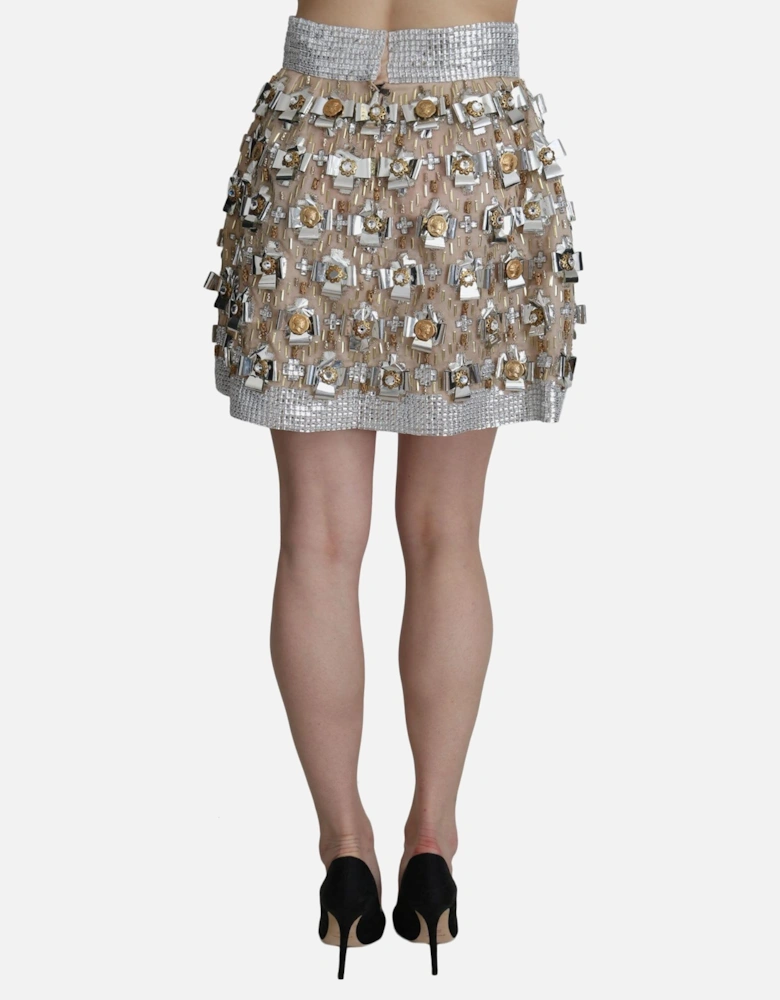 Embellished Mini Skirt Silver Gold Women