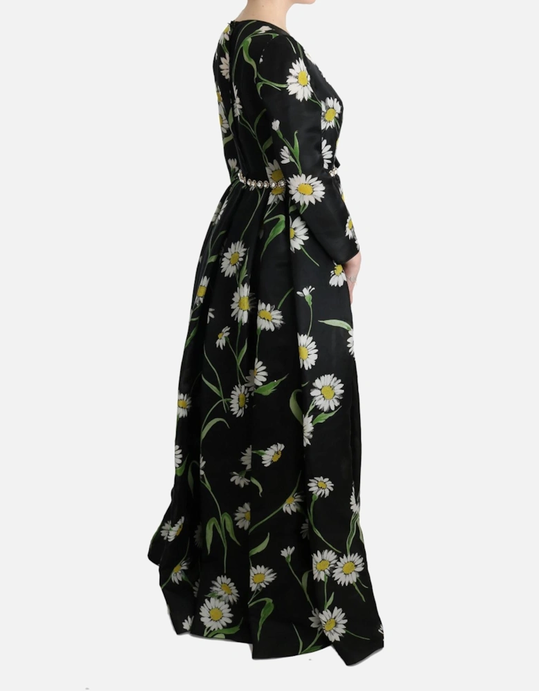 FloralPrint Silk Dress ALine Maxi Women - Multicolor Dresses
