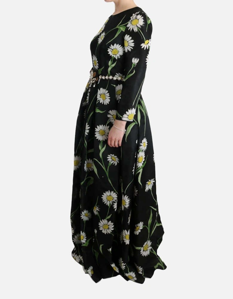 FloralPrint Silk Dress ALine Maxi Women - Multicolor Dresses
