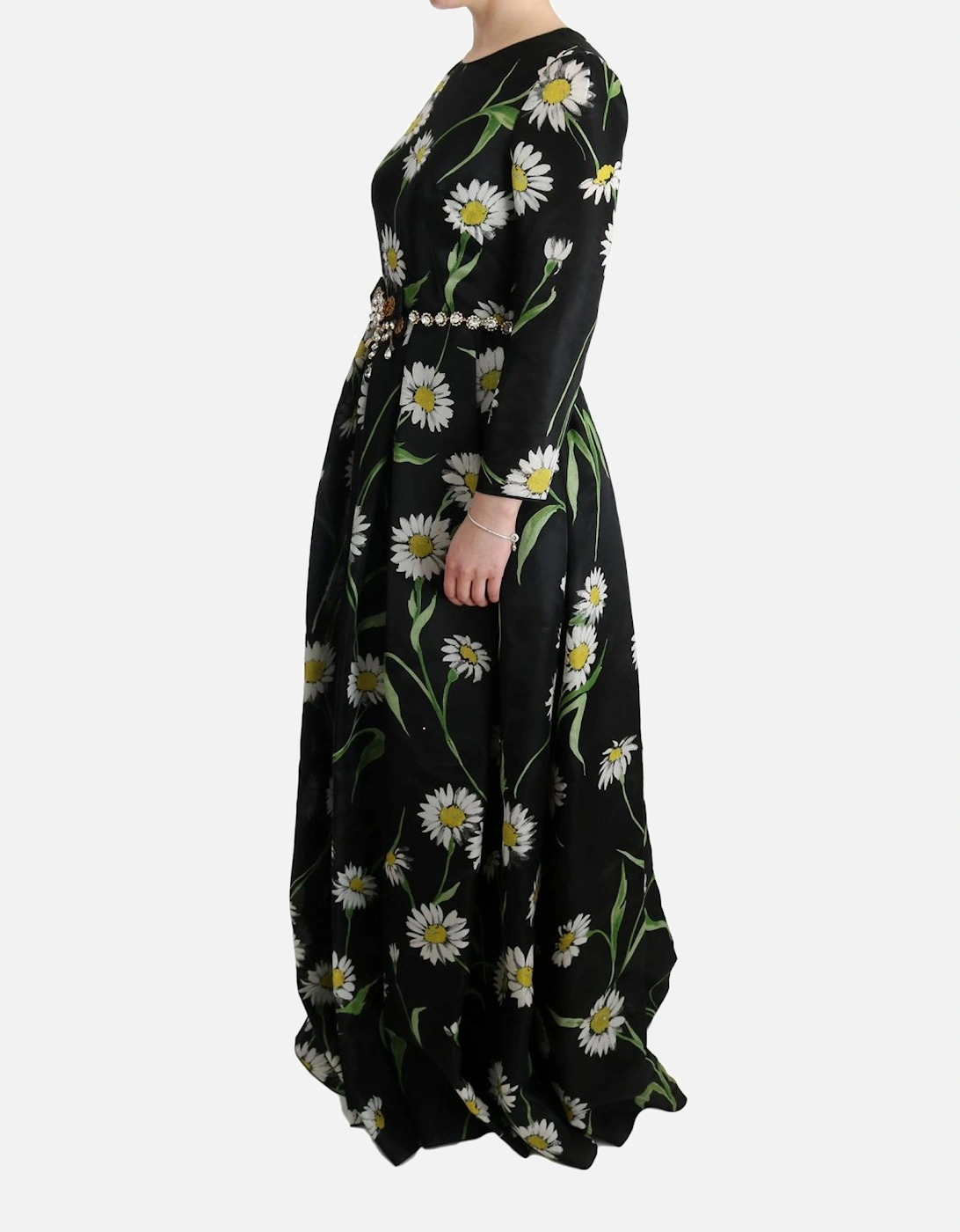 FloralPrint Silk Dress ALine Maxi Women - Multicolor Dresses