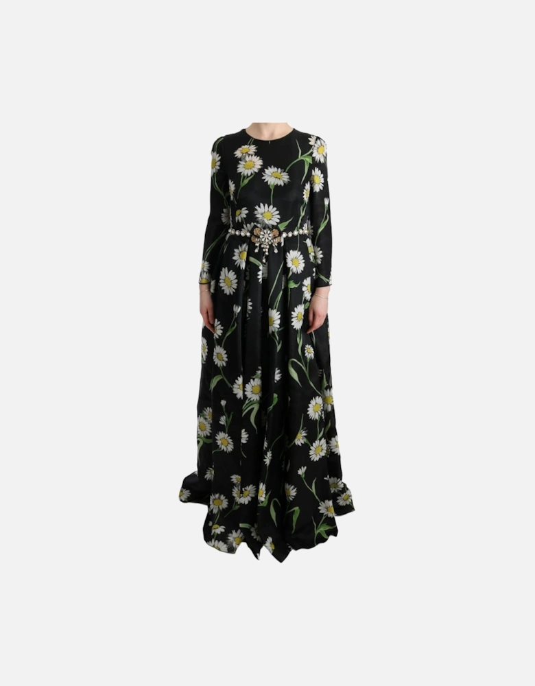 FloralPrint Silk Dress ALine Maxi Women - Multicolor Dresses