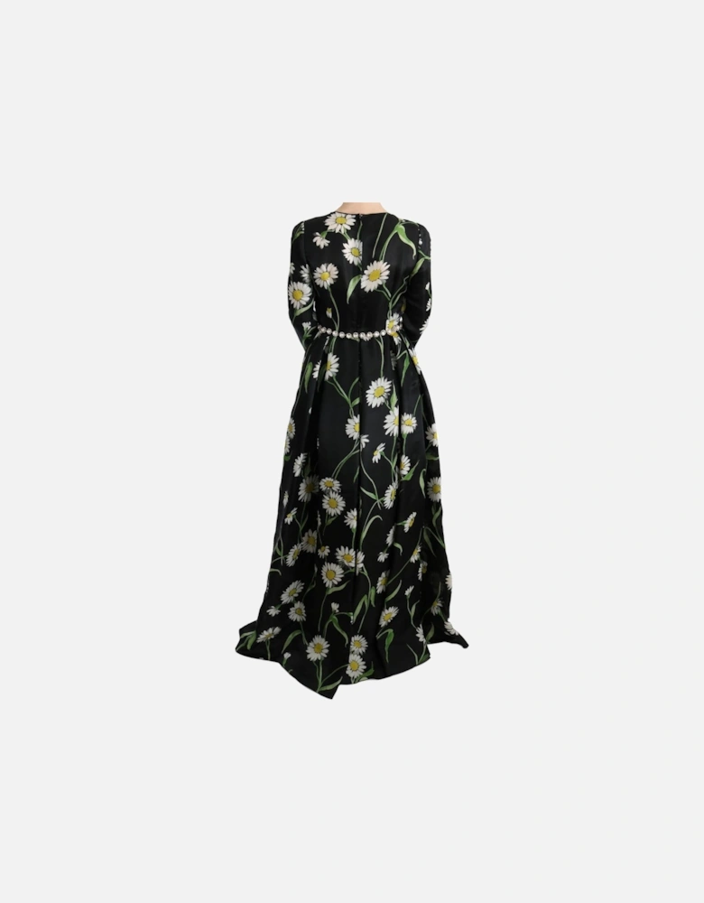 FloralPrint Silk Dress ALine Maxi Women - Multicolor Dresses