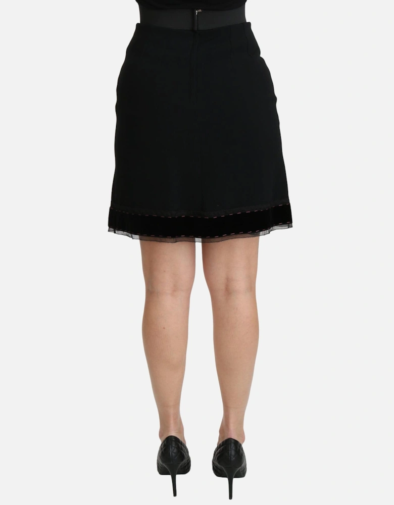 Dolce Gabbana Mini Skirt Velvet Trim Women - Black