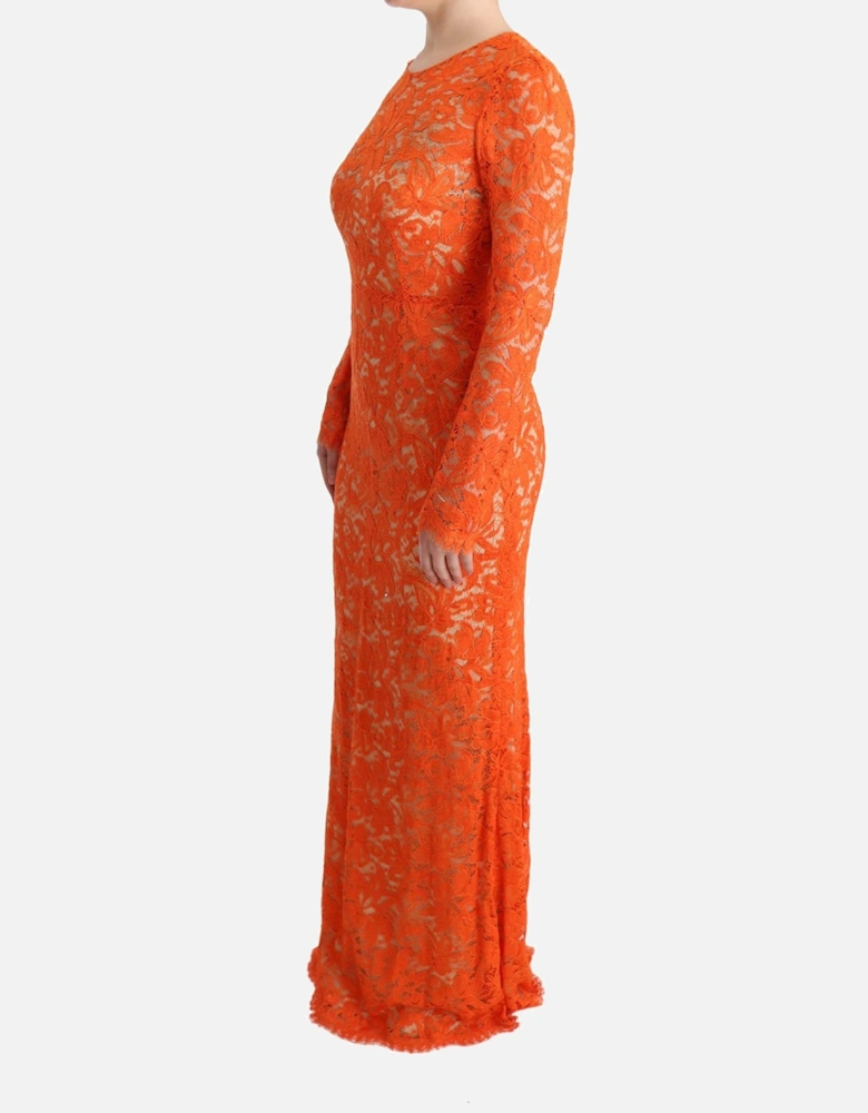 Lace Maxi Dress Long Sleeve Women - Orange Dresses