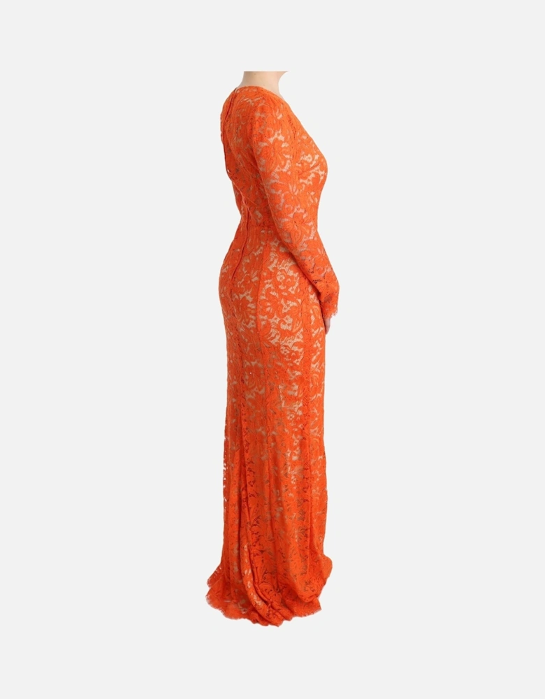 Lace Maxi Dress Long Sleeve Women - Orange Dresses