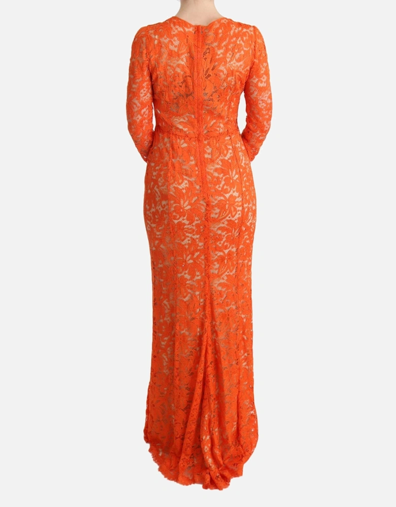 Lace Maxi Dress Long Sleeve Women - Orange Dresses