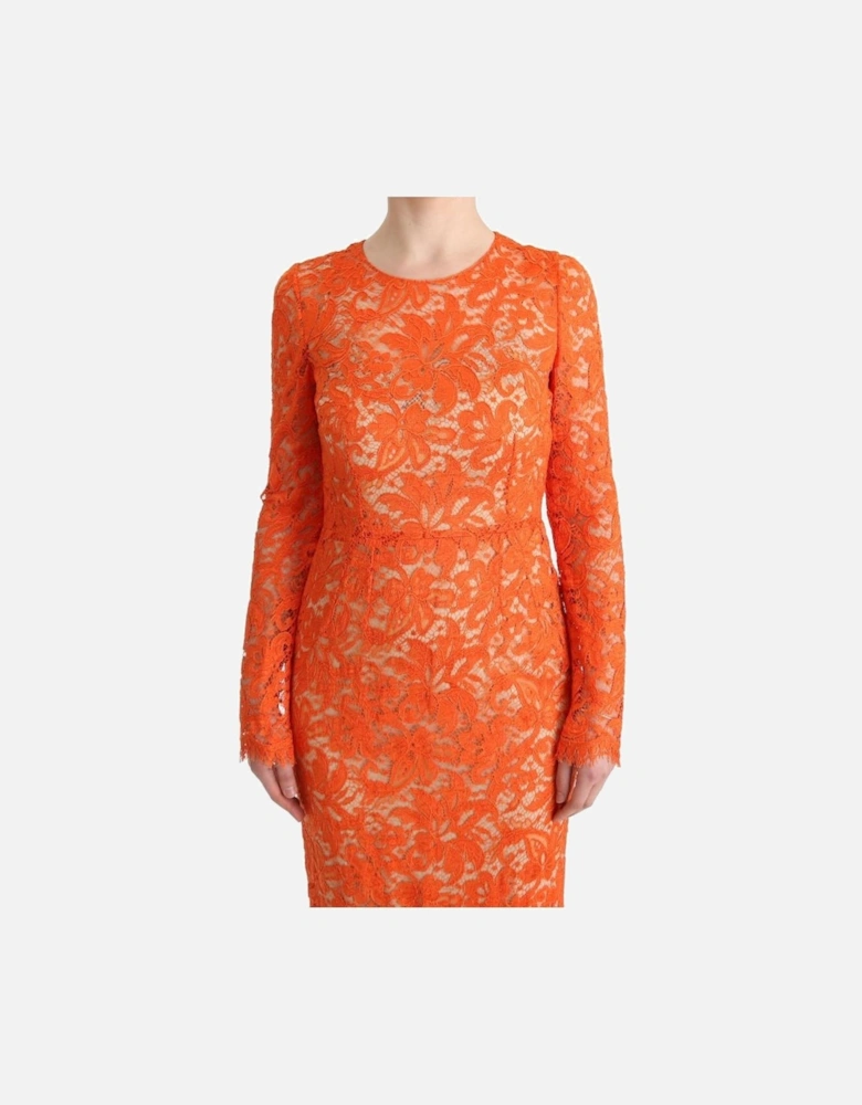 Lace Maxi Dress Long Sleeve Women - Orange Dresses