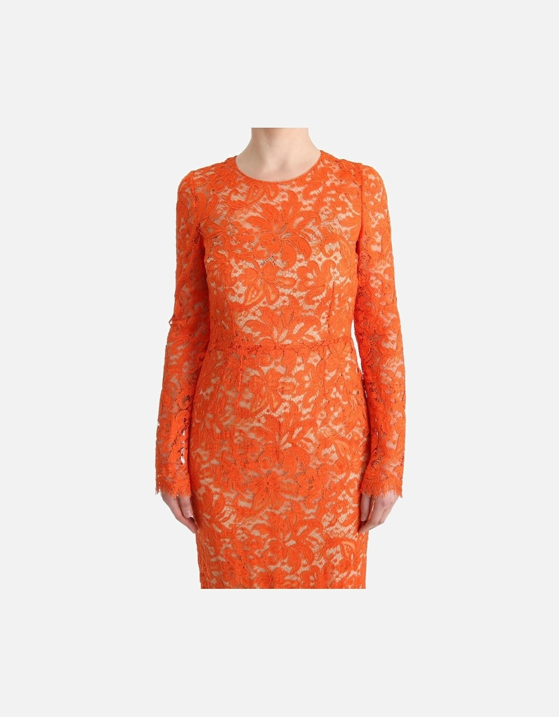Lace Maxi Dress Long Sleeve Women - Orange Dresses