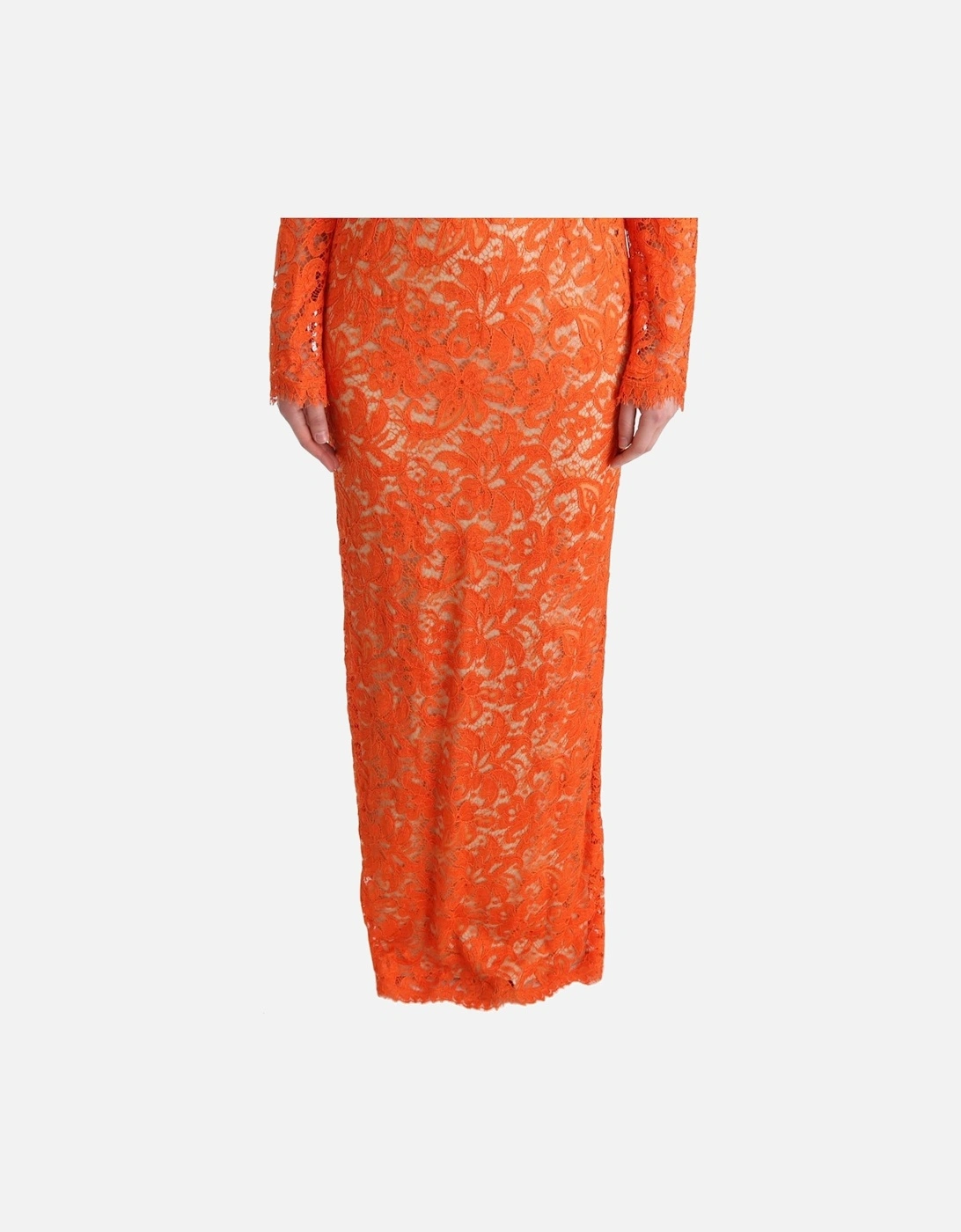 Lace Maxi Dress Long Sleeve Women - Orange Dresses