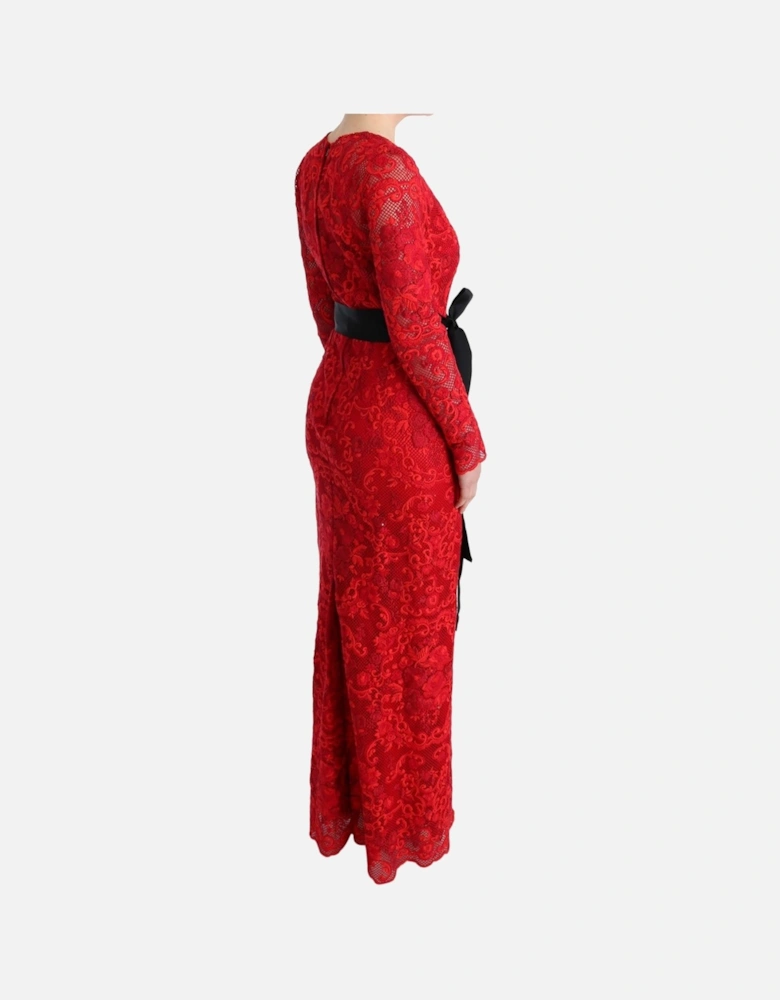 Dolce Gabbana Red Lace Maxi Dress Women Dresses