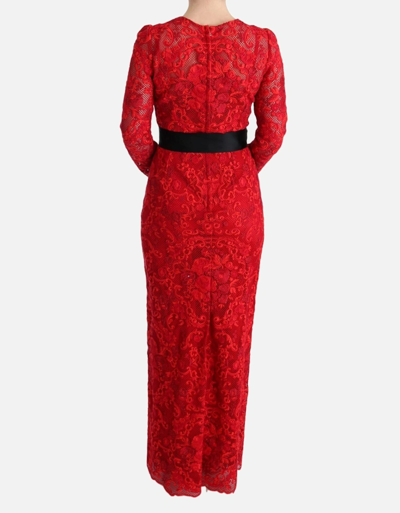 Dolce Gabbana Red Lace Maxi Dress Women Dresses