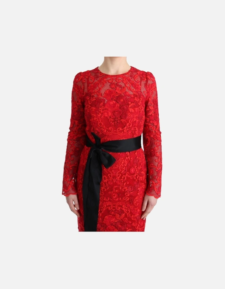 Dolce Gabbana Red Lace Maxi Dress Women Dresses