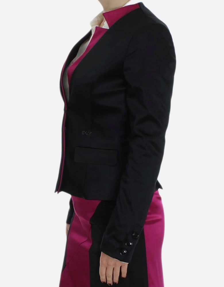 Three Button Single Breasted Blazer Women - Black Suits
