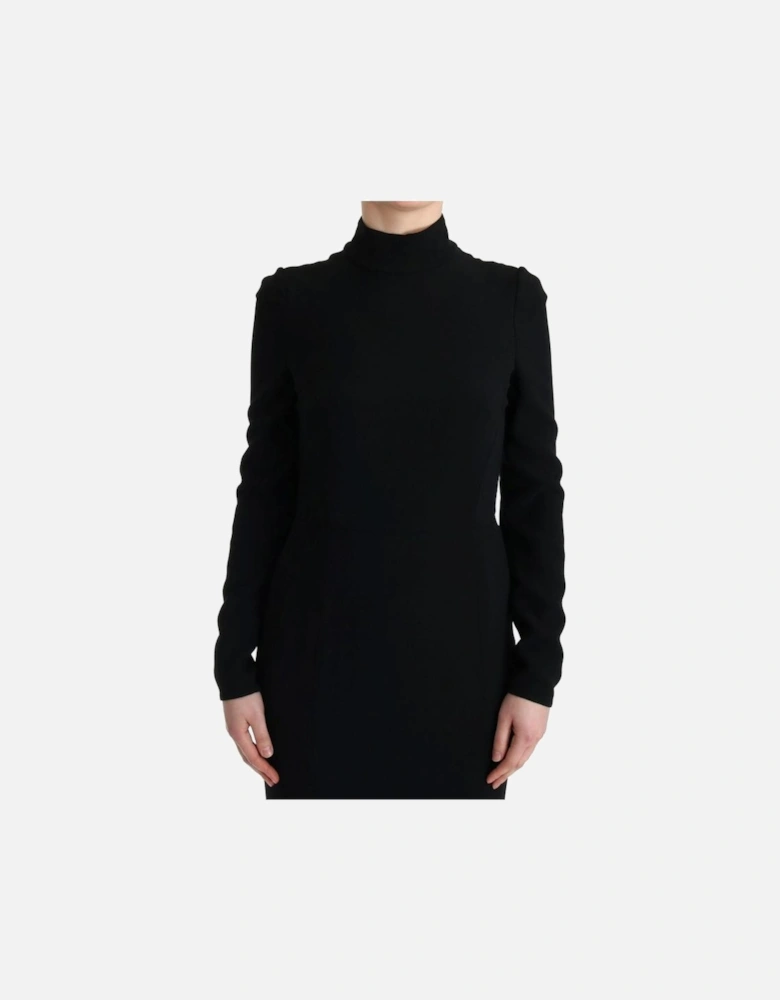 Long Sleeve Gown Black Crepe Women Dresses