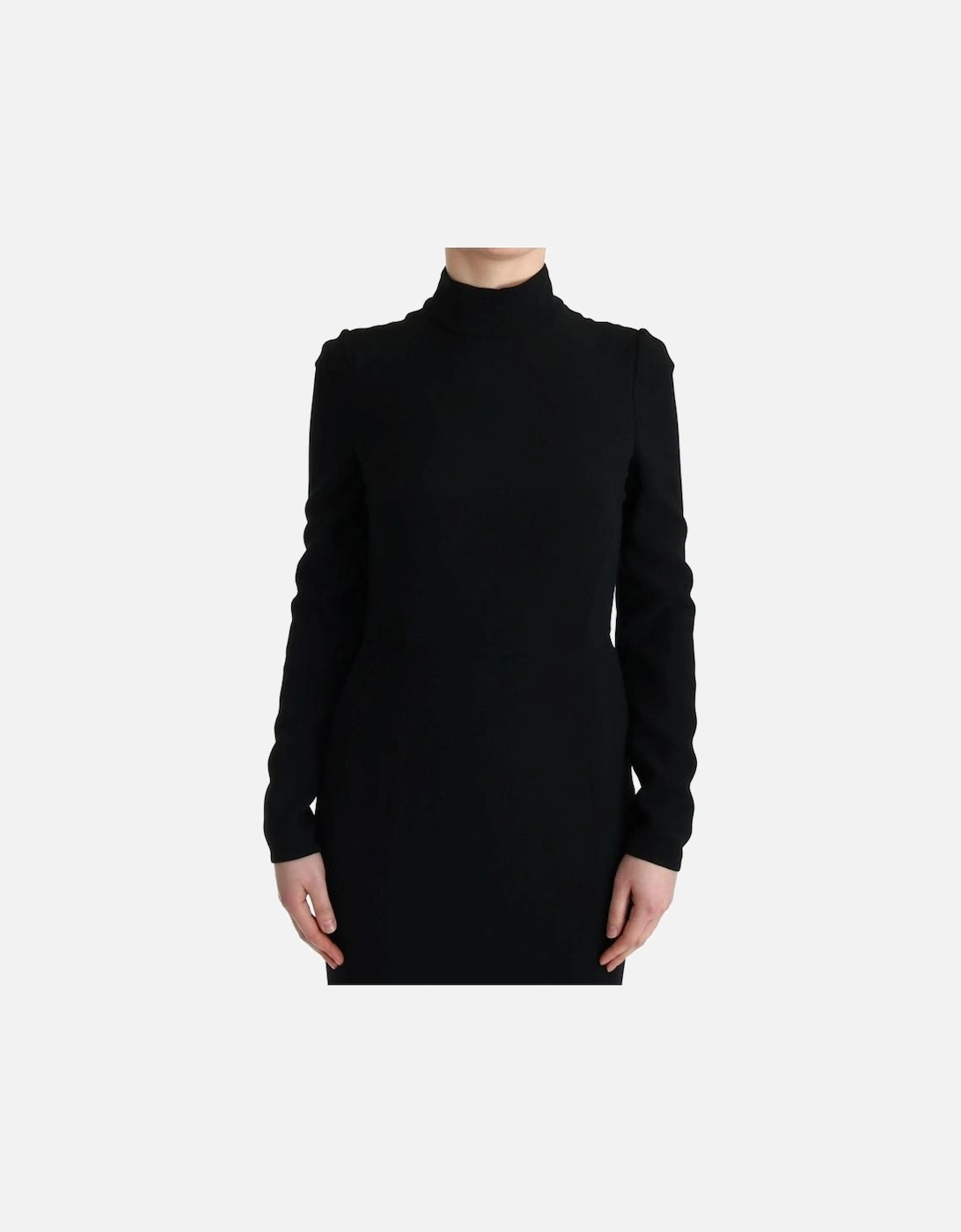 Long Sleeve Gown Black Crepe Women Dresses