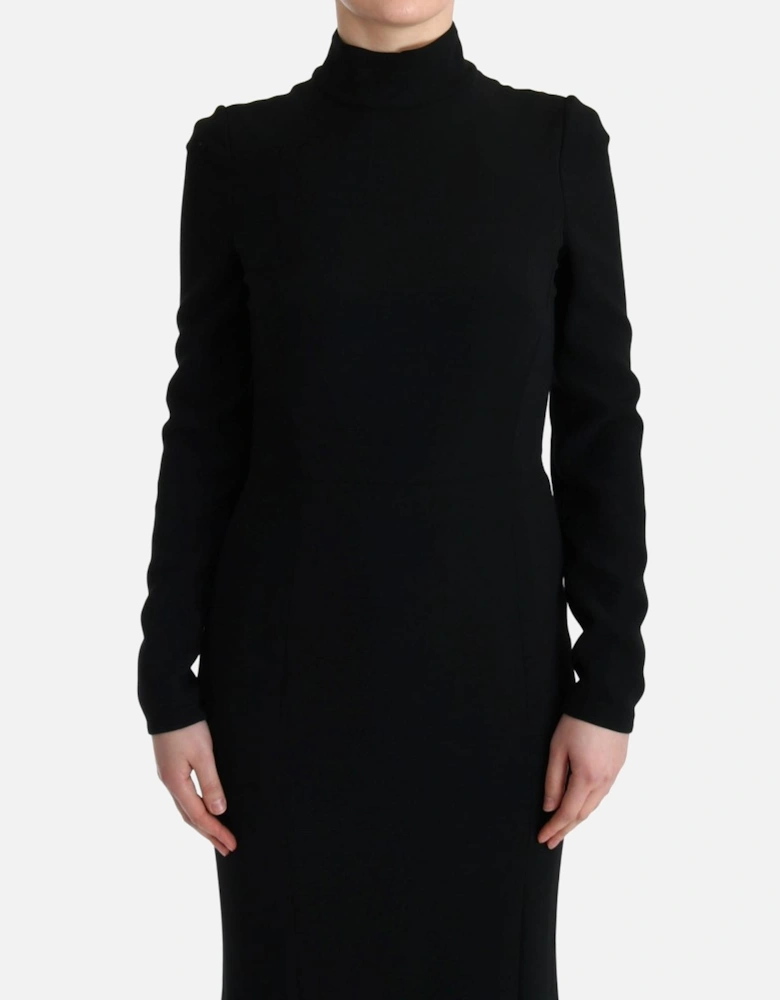 Long Sleeve Gown Black Crepe Women Dresses