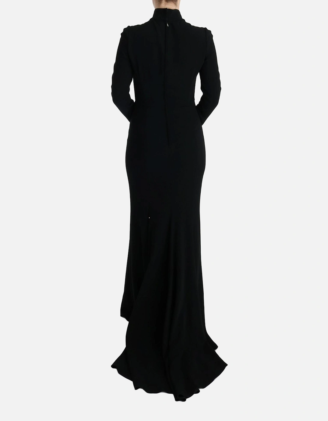 Long Sleeve Gown Black Crepe Women Dresses