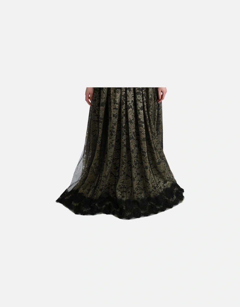 Lace Evening Gown Embroidered Daisies Women - Black Dresses