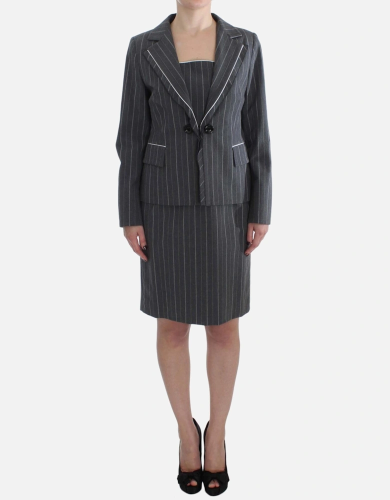 Pinstripe Suit Professional Style Women - Gray Dresses