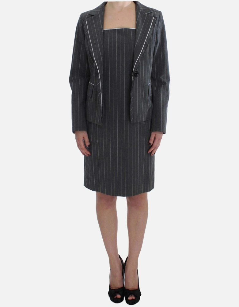 Pinstripe Suit Professional Style Women - Gray Dresses