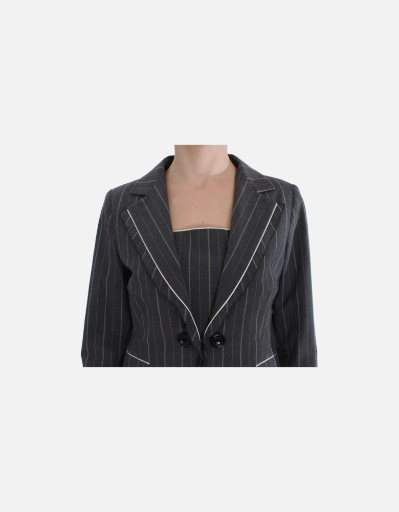 Pinstripe Suit Professional Style Women - Gray Dresses