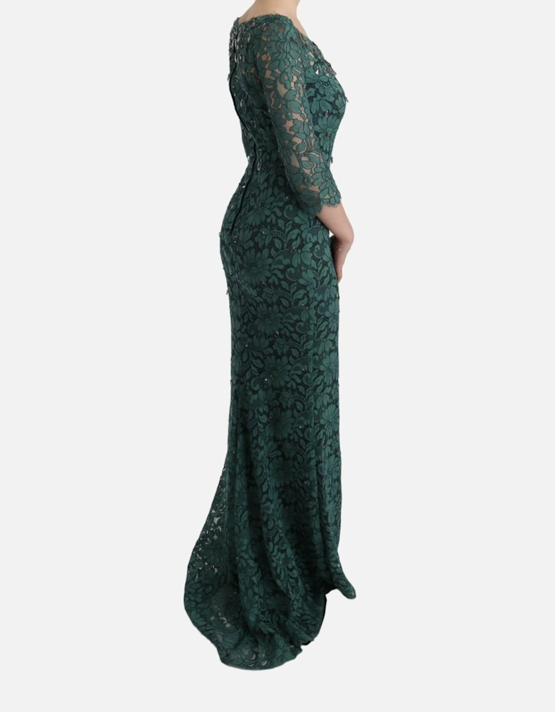Lace Dress Floral Evening Gown Women - Green Dresses
